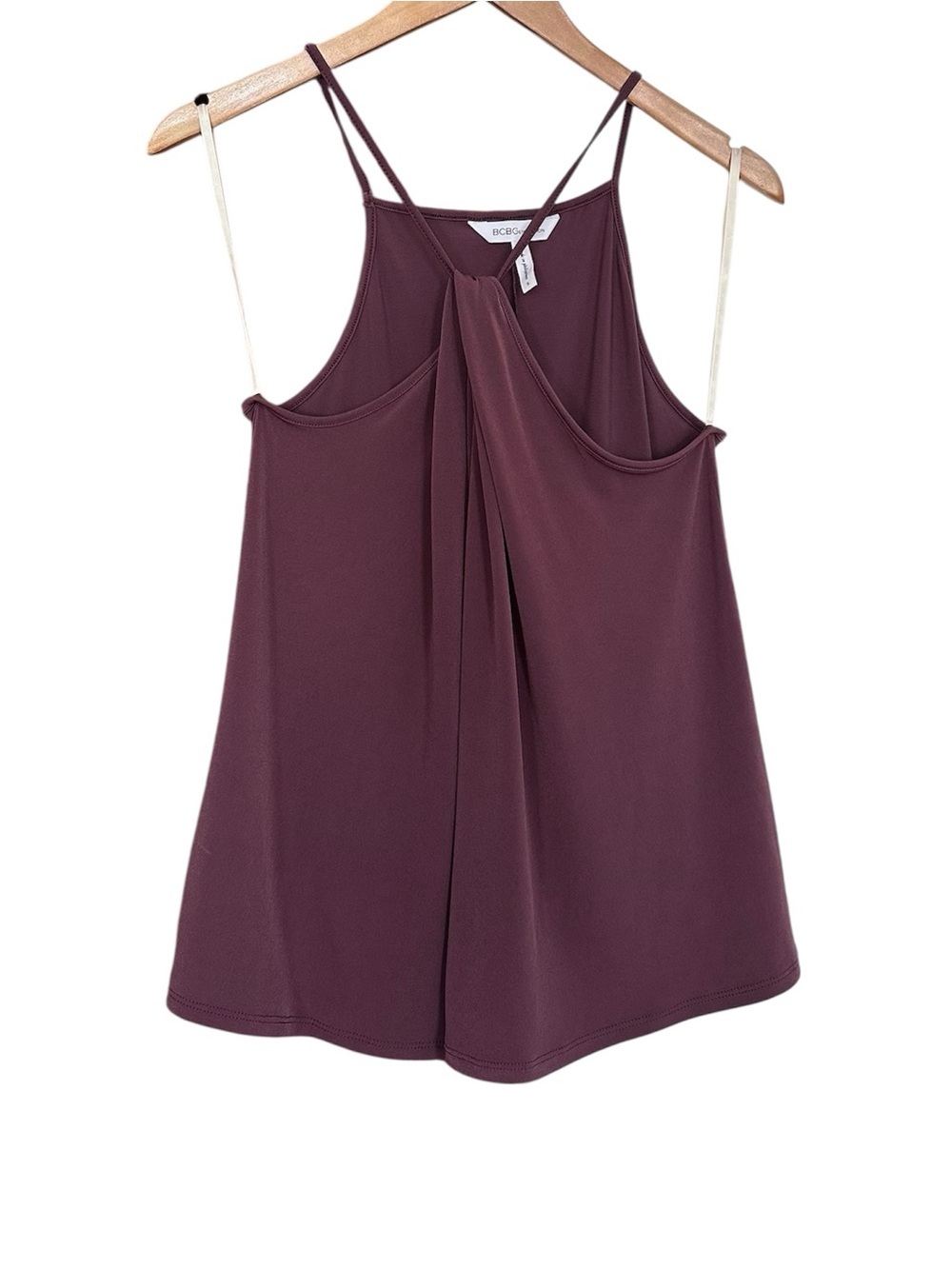 BCBG Plum Burgundy Twist Knot Front Halter Cami Tank Top Size Small Y2K 2000s